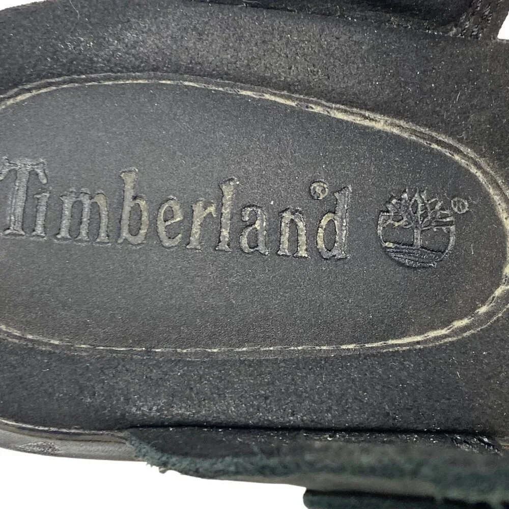 TIMBERLAND Women Platform Size 8 Black Koralyn Buckle Wedge Leather Sandals